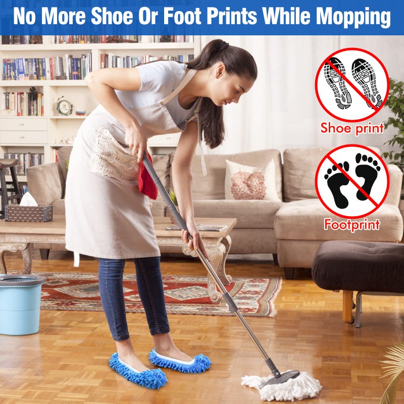 AIFUSI 10Pcs Mop Slippers for Floor Cleaning Washable Shoes Cover Soft Microfiber Dust Mops Mop Socks Reusable for Women Men Kids Foot Dust Hair Cleaners Sweeping House Office Bathroom Kitchen - Image 3